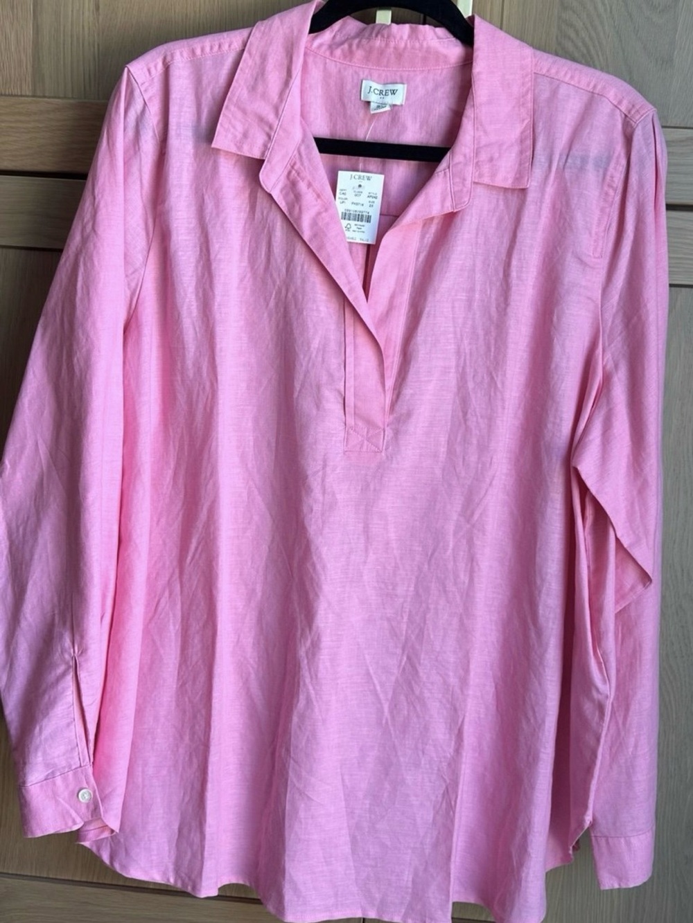 J. Crew Pink Linen-Blend Tunic Shirt